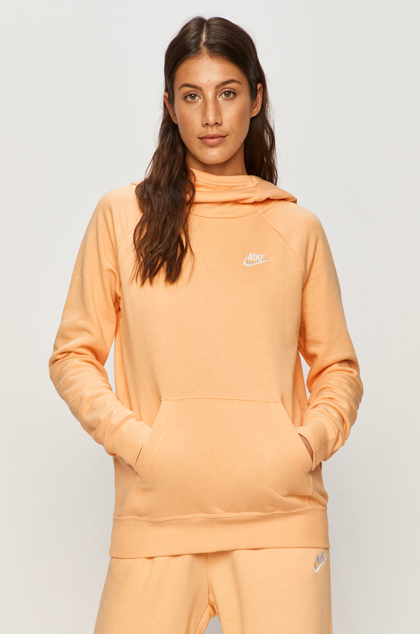 Bluza portocalie cu gluga Nike Sportswear din material elastic