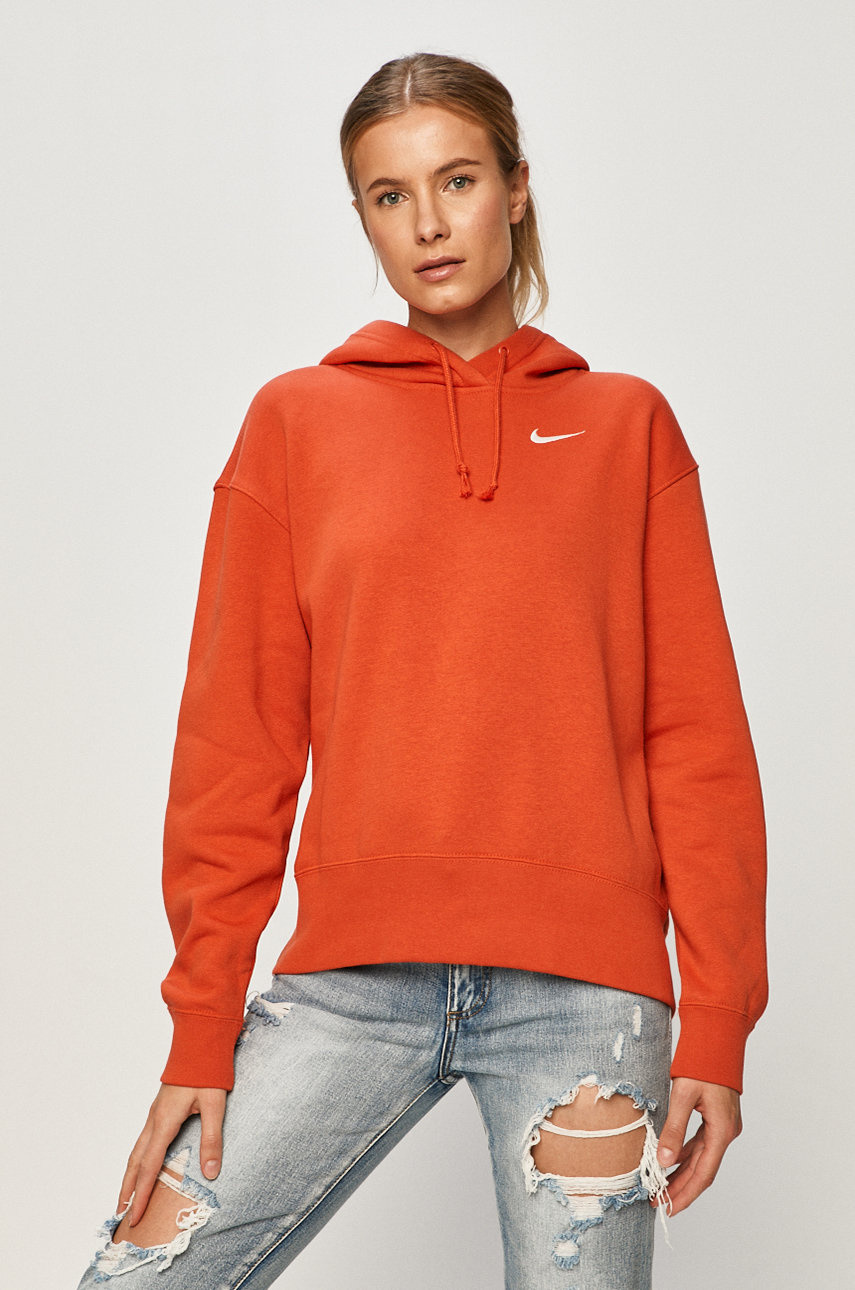 Bluza cu gluga portocalie Nike Sportswear usor elastica