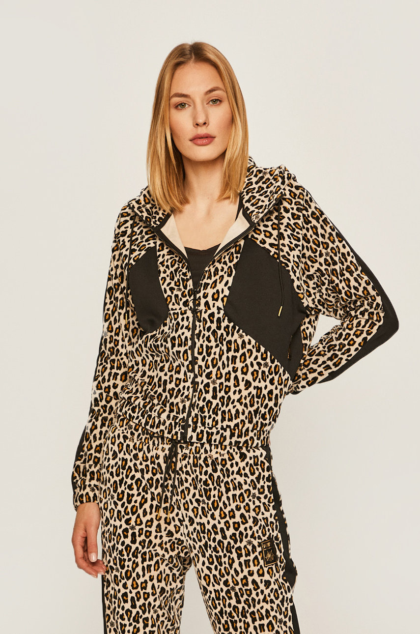 Bluza leopard cu gluga Puma cu fermoar cu imprimeu