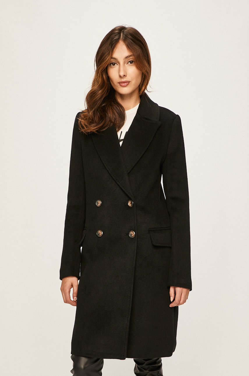 Palton dama office negru elegant din material de lana Answear