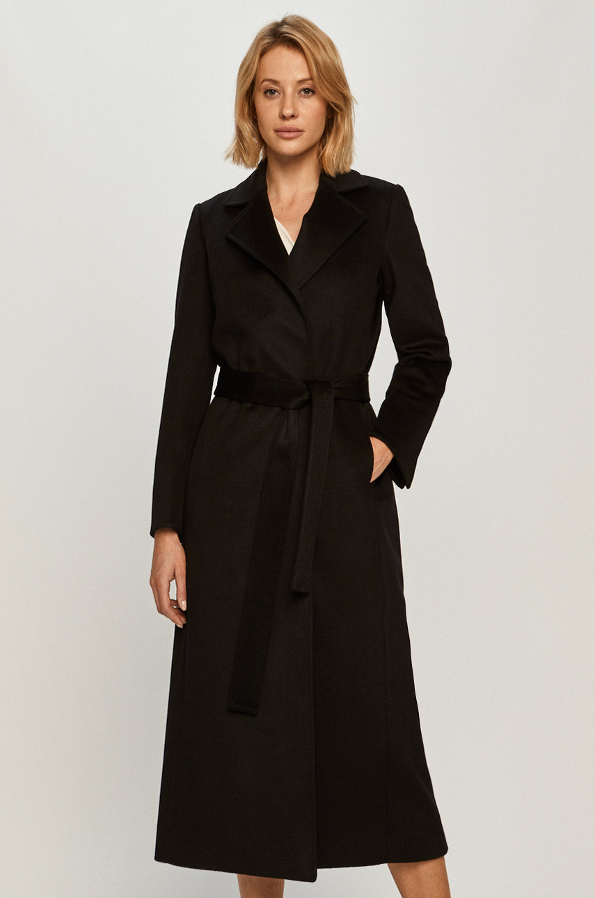 Palton MAX&Co negru din material de lana cu croiala dreapta