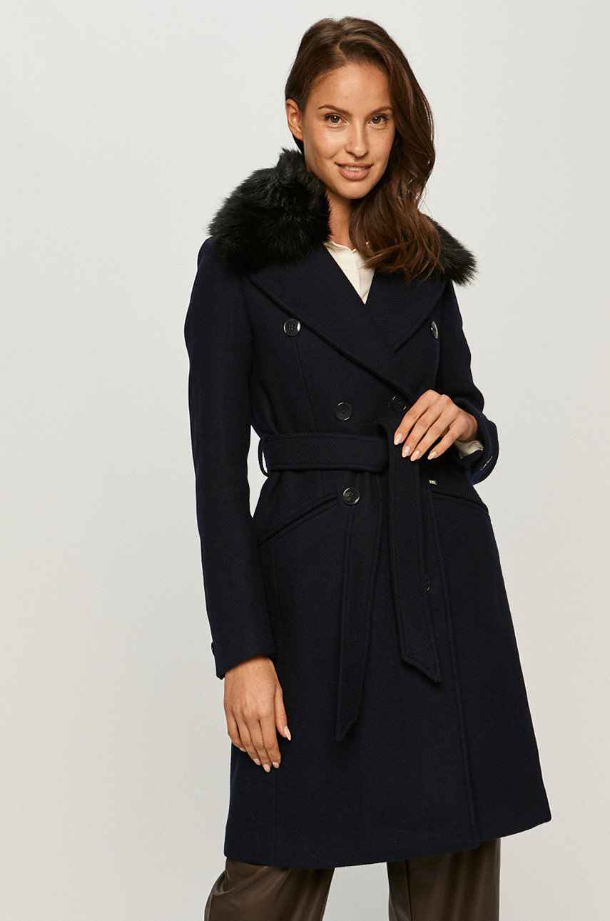 Palton de seara bleumarin lung elegant Morgan din material de lana