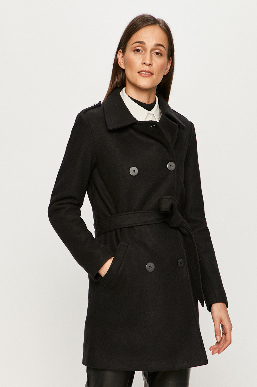 Palton casual negru de iarna Only cu lana