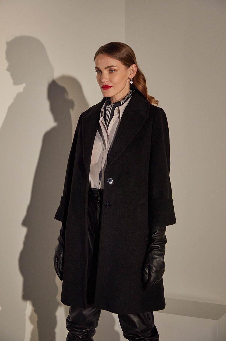Palton lung negru elegant de ocazie answearLAB limited collection